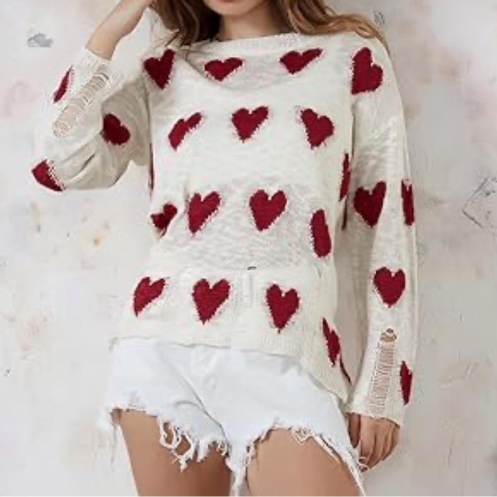 Shop the Mint distressed Valentine sweater, medium